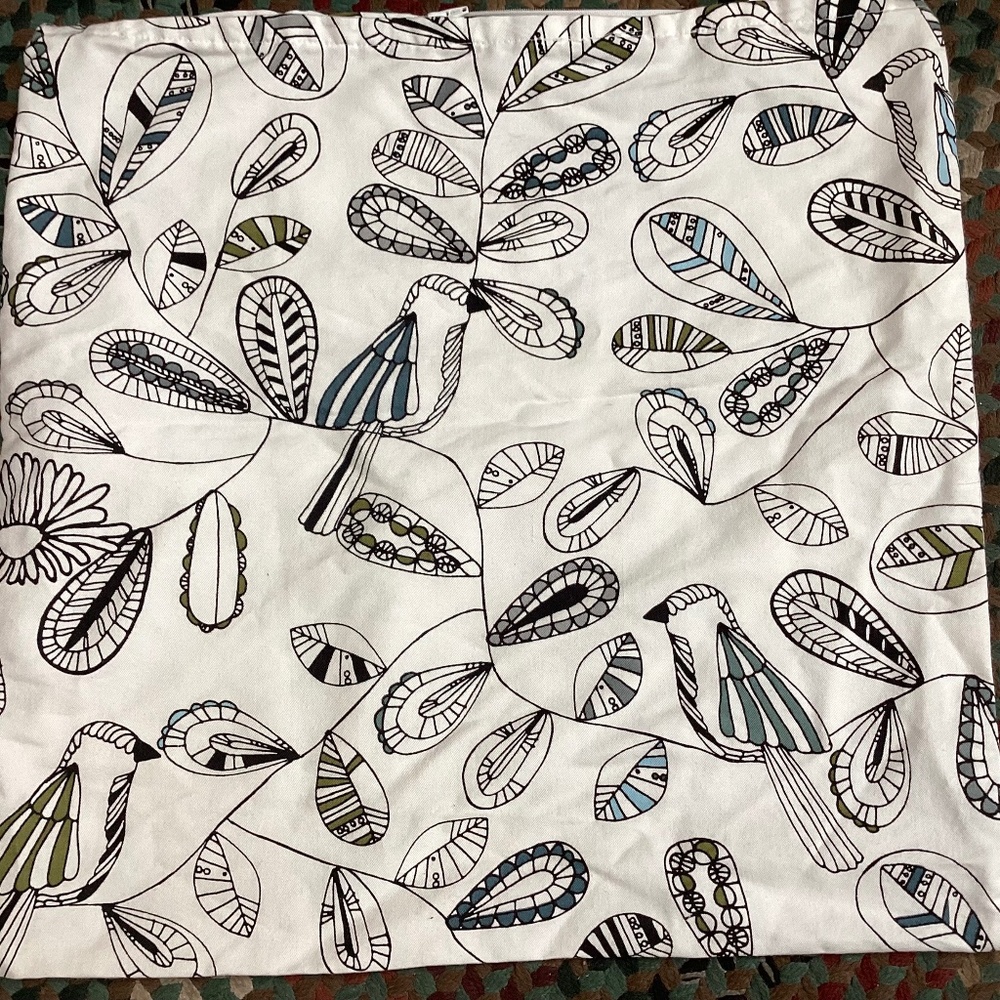 IKEA SNABBVINGE Cushion Covers 20x20” Set of 4 Black White Blue Olive Birds MINT